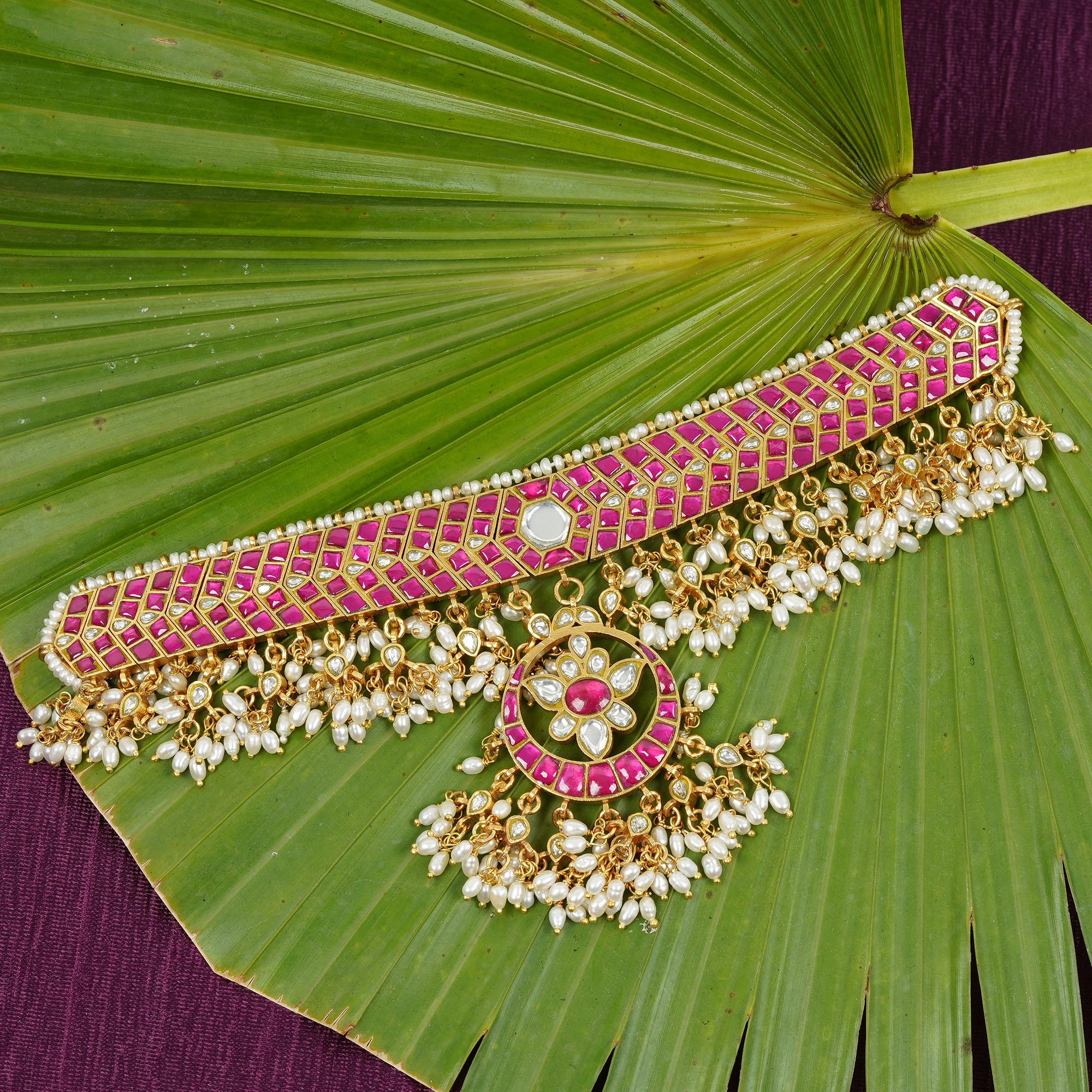 South Indian Kundan Pink necklace