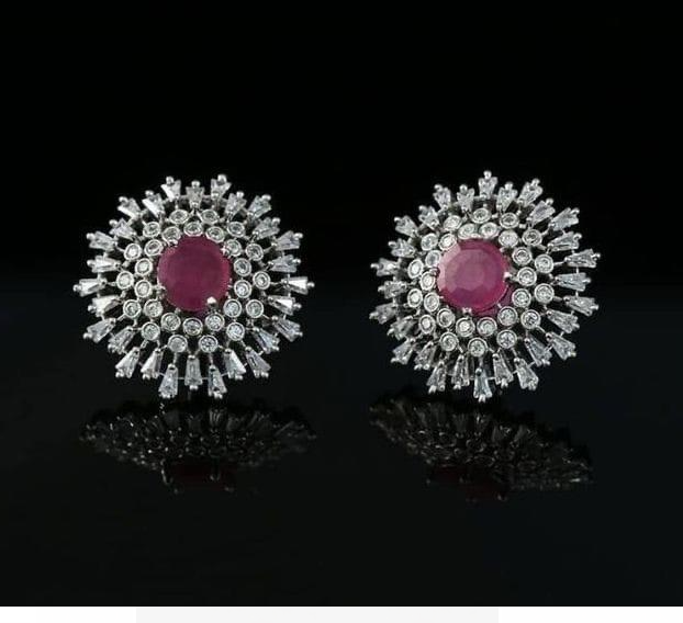 Rose Gold Plated And American Diamond Stud Earrings