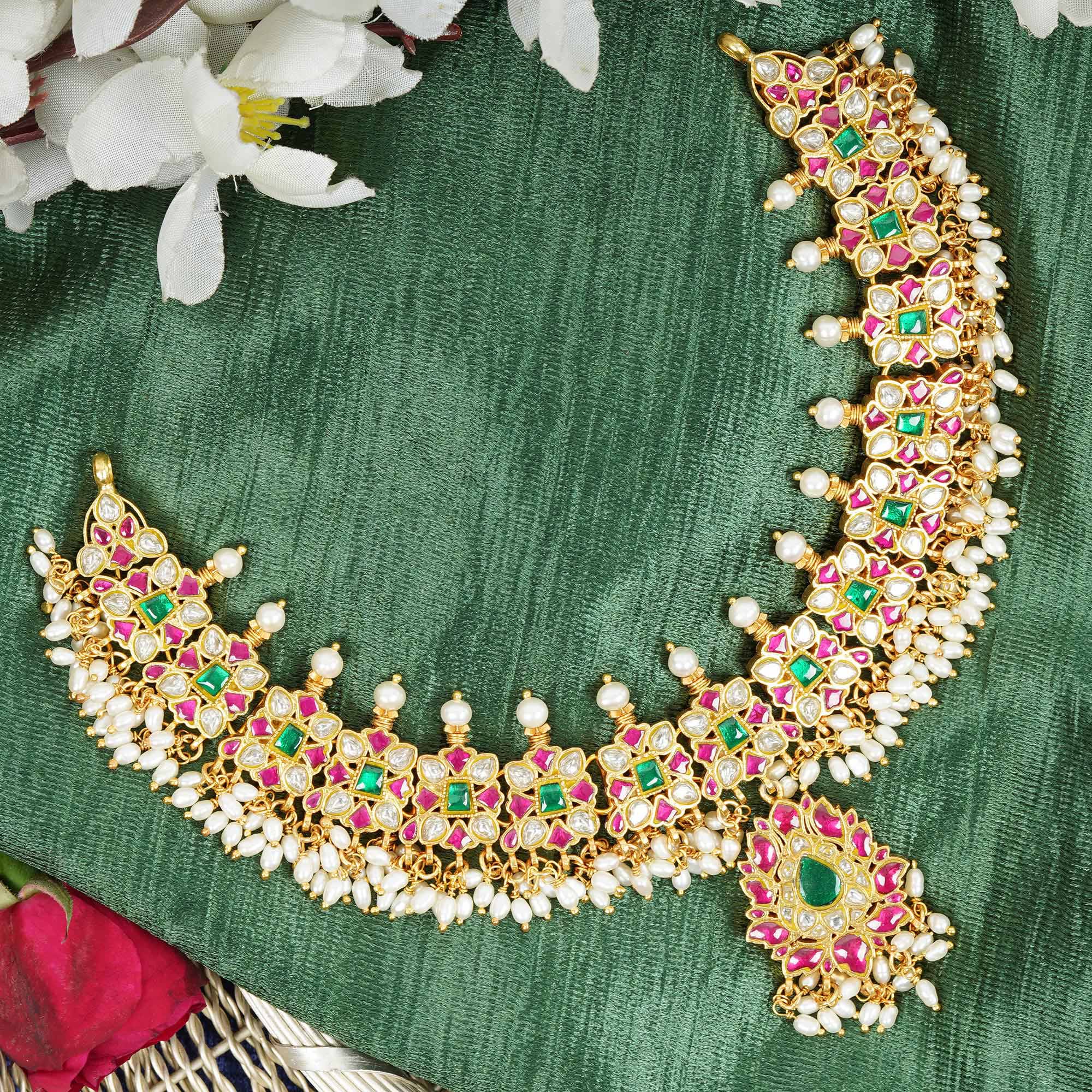 Finely Pearl and Stone Embellished Indian Necklace