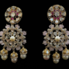 Pastel Pink and Pearl White Stone Studded Hanging Earrings