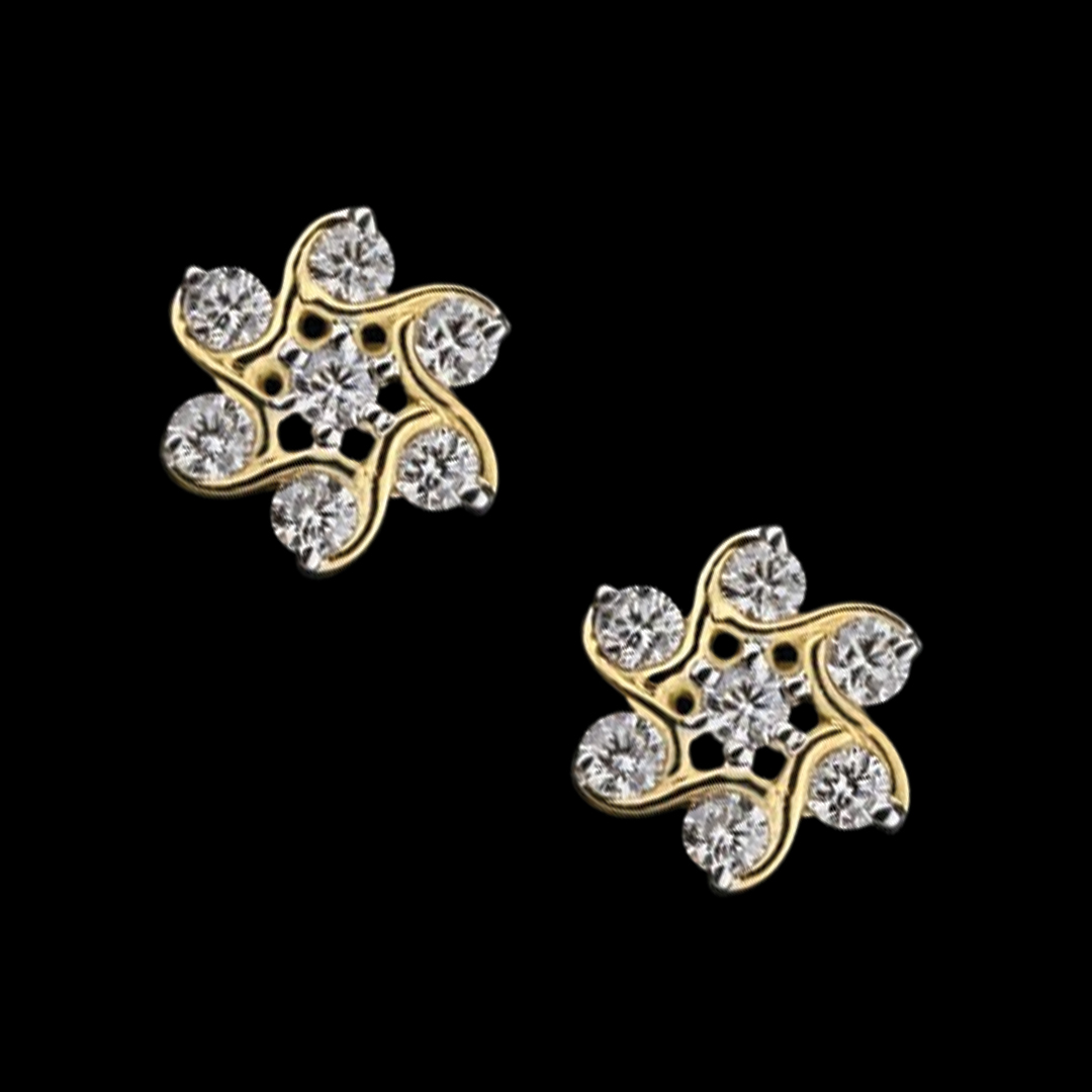 Floral Design stone studded Diamond Earrings with curvy touch by Reeya Lifestyle