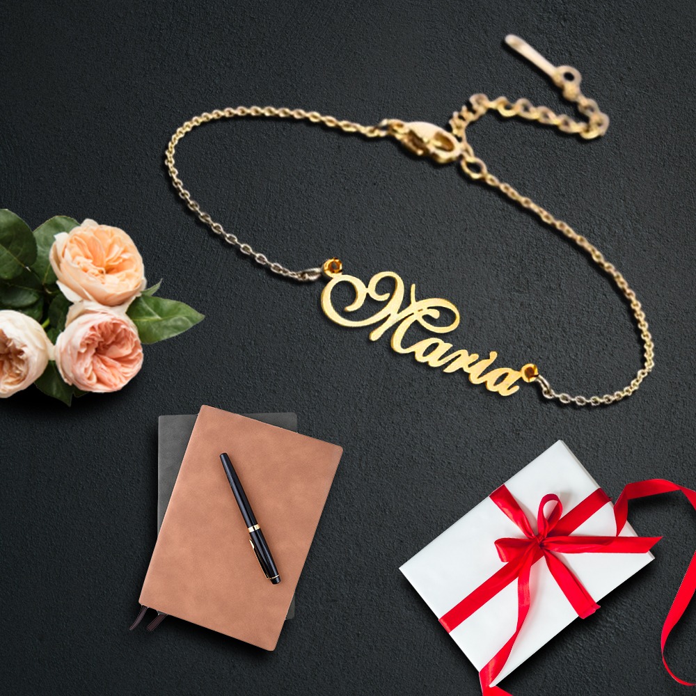 Corporate Silver Name Bracelet Gift with Book & Pen