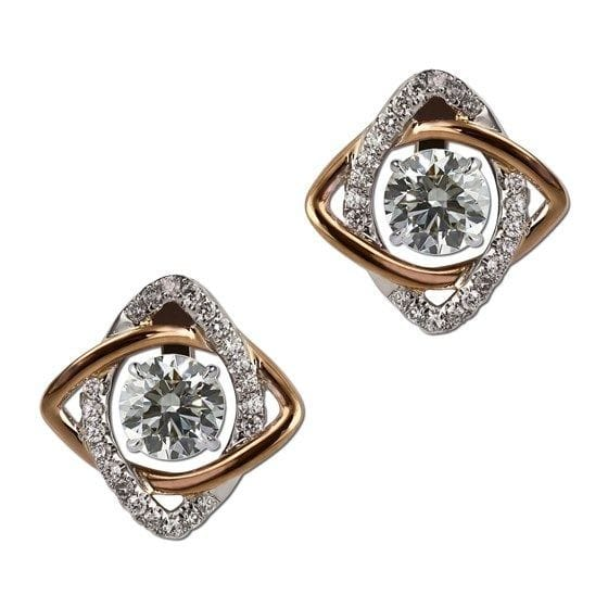 Interlooped rose gold and diamond studs