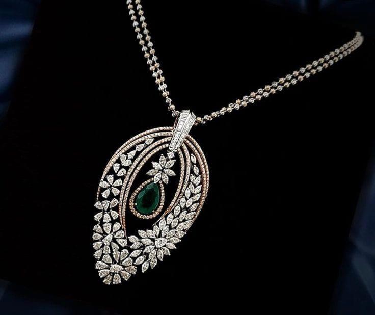 Designer Real Diamond Pendant with Centre Stone