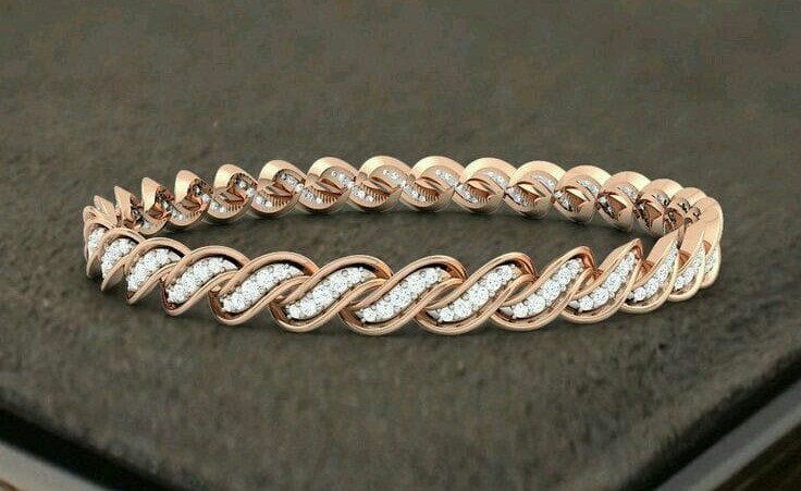 Stylish Diamond and Gold Bangles