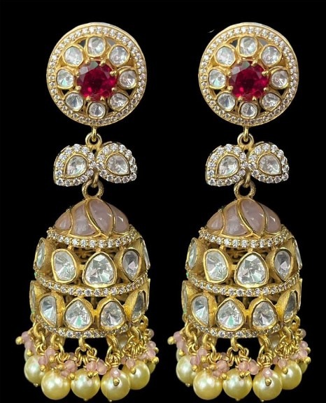 Polki Earrings In Pastel Look
