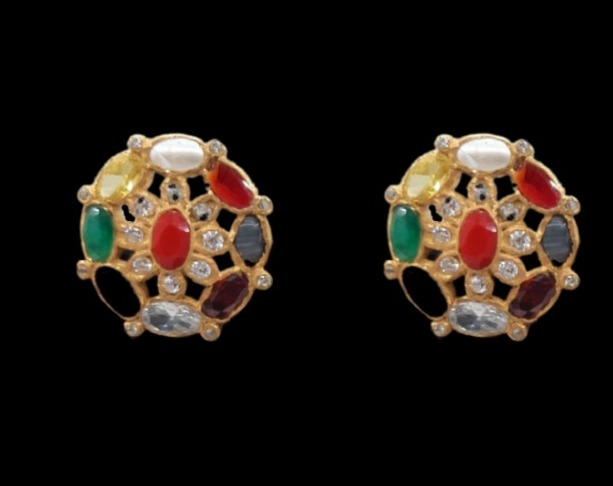 Big Navaratnam Gemstone Earrings