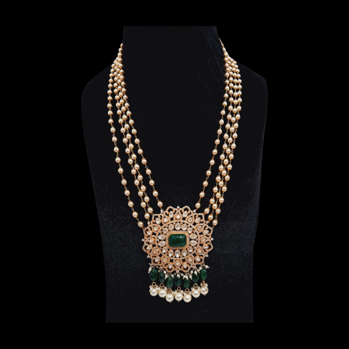 “Radiant Elegance: Handcrafted Moissanite Pendant with Beads Necklace”
