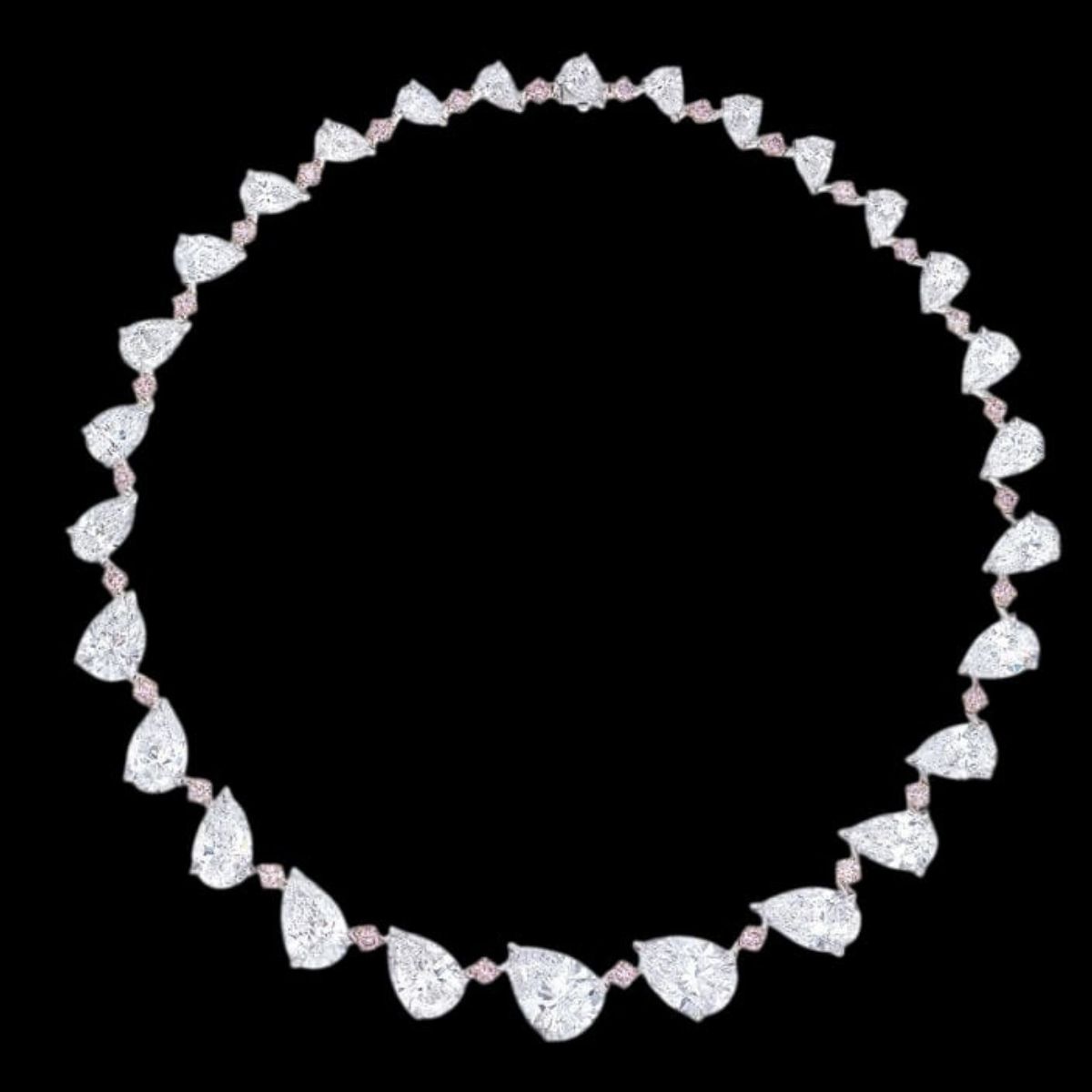 Midnight Elegance Graded Pear Tennis Necklace