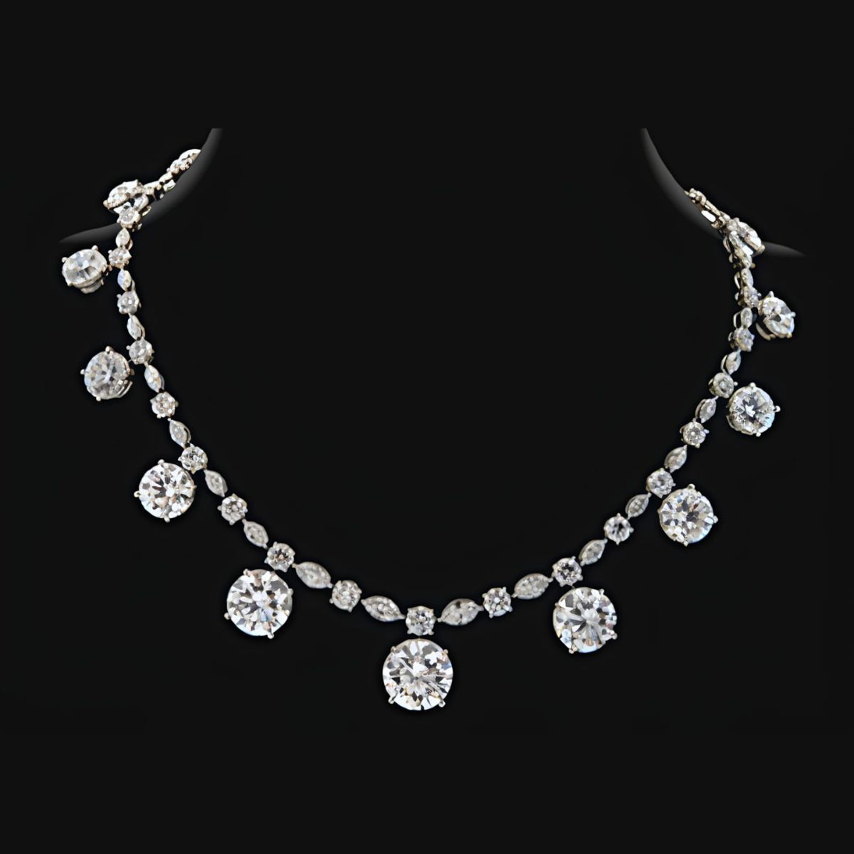Glistening Affair Graded Round and Marquise Shaped Cocktail Necklace